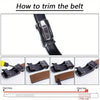Step-by-step guide showing how to trim the belt using a leather ratchet belt.