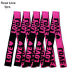 A pack of five bright pink lace love headbands for wigs and scarves.