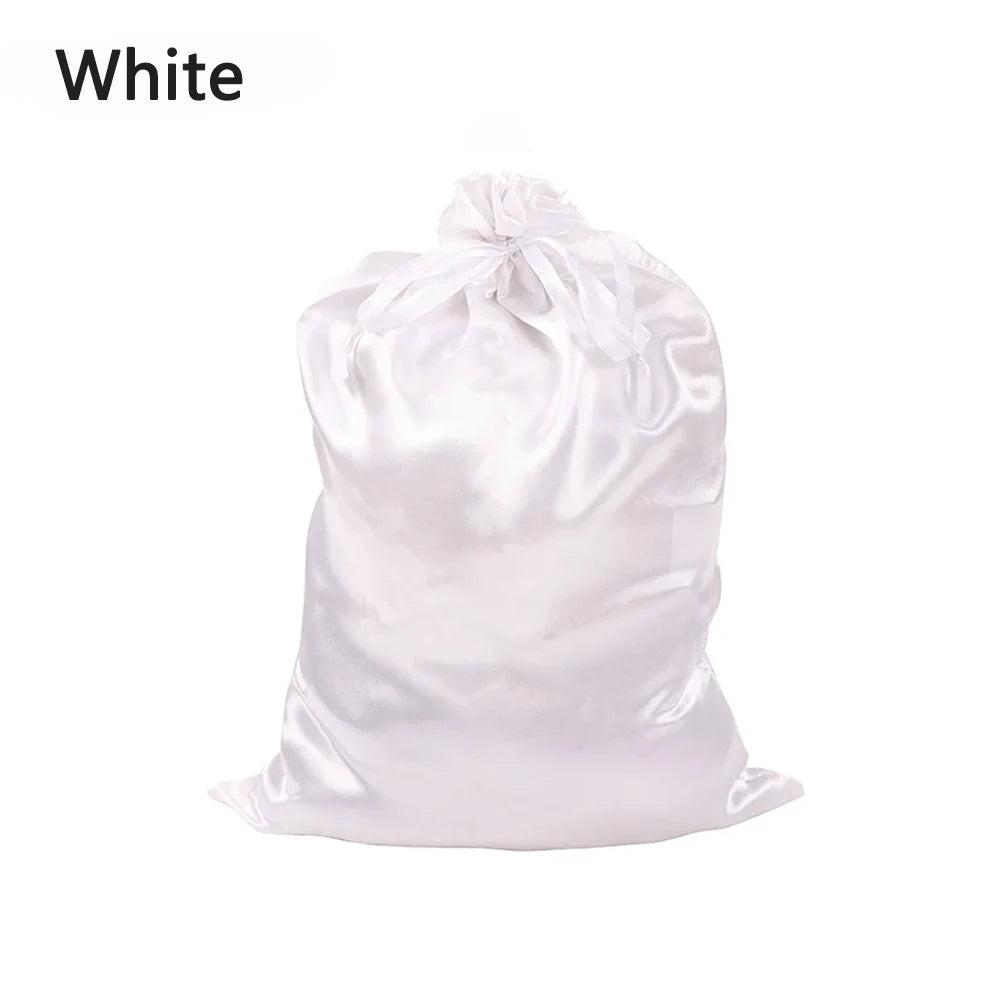 White satin drawstring storage bag for hair tools