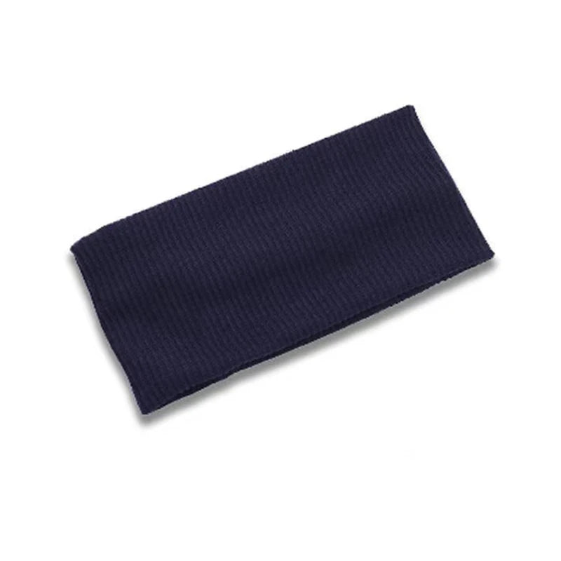Navy blue knitted sports headband for yoga and gym