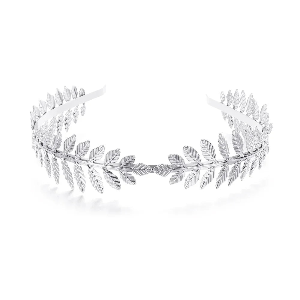 Silver Greek gold leaf wreath headband for bridal or party decoration