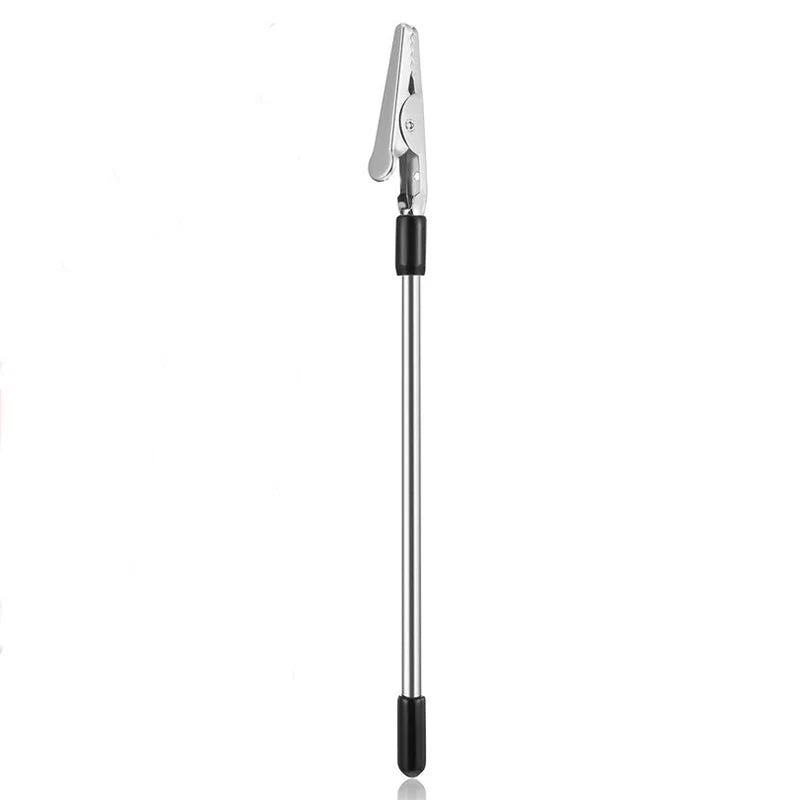A stainless steel jewelry helper tool with a long rod and a pointed tip.