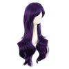 A purple long curly hair extension wig displayed against a white background.