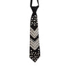 Elegant black tie adorned with sparkling white pearls and rhinestones