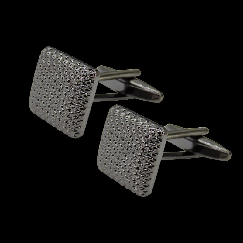 A pair of men's classic copper square cufflinks with a textured finish.