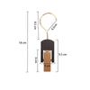 A wooden wig and hair extension holder with a gold-colored hook and a rectangular wooden base.