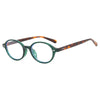 Round anti-blue light computer glasses with brown and green gradient frames