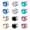 A set of magnetic nose stud earrings made of stainless steel with cubic zirconia stones in various colors and shapes.
