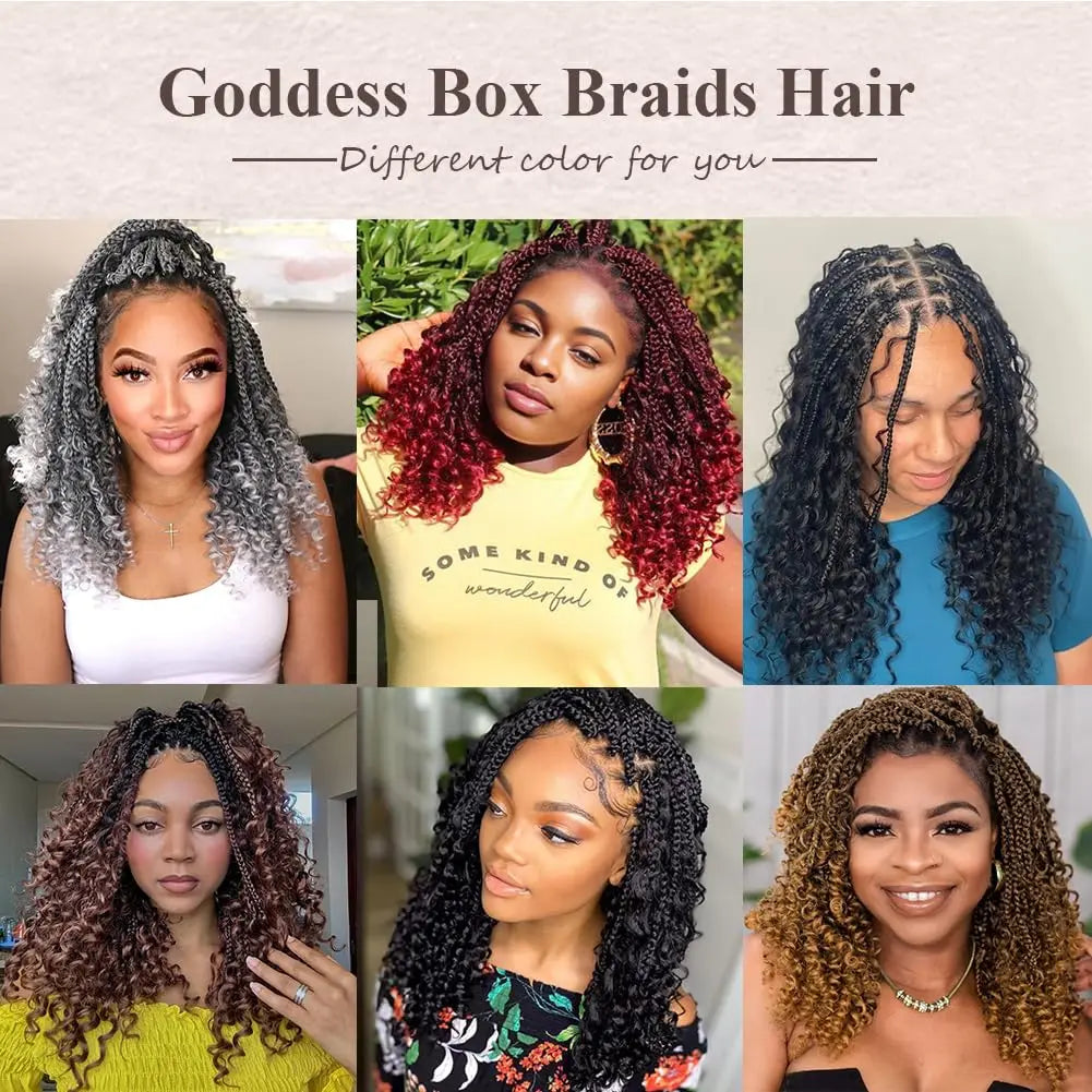 Collage von Frauen mit verschiedenen Stilen und Farben der Göttinnen-Boxbraid-Frisuren