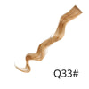 A long, straight, light golden blonde synthetic hair extension with a clip-in band.