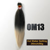 A bundle of dark gray and blonde pre-stretched Kanekalon braiding hair extensions labeled OM13