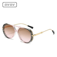 Lunettes de soleil rétro à dégradé oversize avec montures en métal rose or et verres teintés