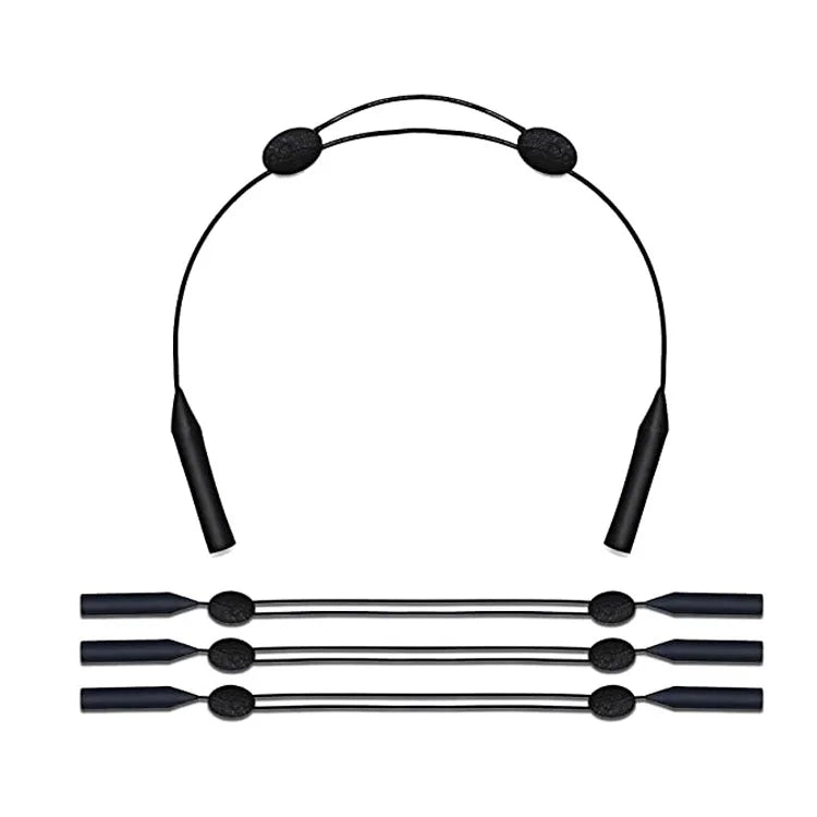Lanyard y correa de gafas de silicona ajustable con múltiples tamaños de correas
