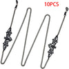 Ten pairs of black metal link eyeglass straps for glasses and sunglasses