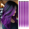 A set of 24 inch colored hair extensions in vibrant purple and dark purple shades.