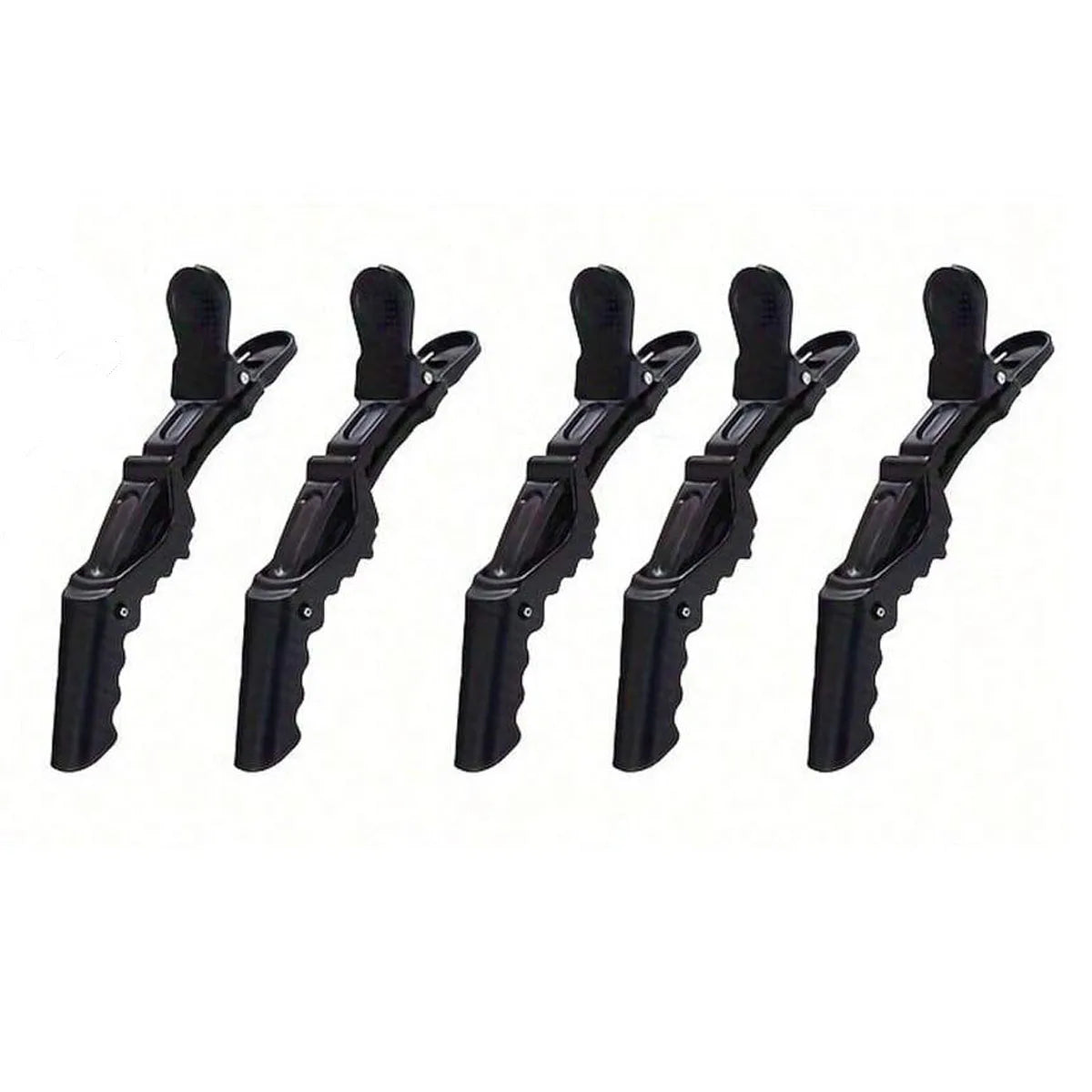 A set of black professional multifunctional hair sectioning clips.
