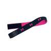 A black and pink adjustable wig band for hairline edging.