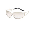 Pair of Steampunk gradient mirror sunglasses with a light beige frame and black temple.