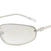 Silberne ovallose Sonnenbrille ohne Rahmen mit klaren Linsen und dünnen Metallgliedern
