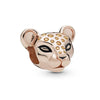 Rose gold cherry blossom charm pendant shaped like a tiger head.