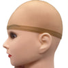 A light beige invisible sheer wig cap is shown on a mannequin head.