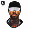 Black full face balaclava helmet liner featuring a realistic facial print design.