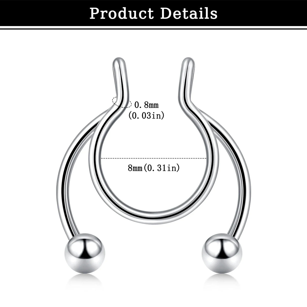 Three silver magnetic stainless steel septum rings shown against a white background.