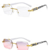 Frameless gradient sunglasses with white frames and tortoiseshell detailing