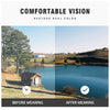 Before and after comparison of classic metal frame square sunglasses restoring real color.