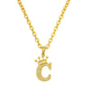 Gold chain necklace with a large initial letter C and a crown pendant
