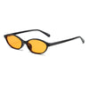 Retro oval frame sunglasses with orange lenses and black frames