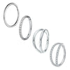 Set aus Edelstahl-CZ-Segment-Ohrringe und Clicker-Nasepiercings.