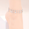 Stainless Steel Anklet with Blue Rhinestone Pendants