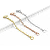 Three extension chains of 925 sterling silver in gold, rose gold, and silver for jewelry making
