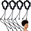 A set of black adjustable hair ties designed for curly hair.