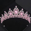 Couronne de diadème en cristal rose avec des motifs floraux complexes pour les cheveux
