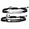 Set schwarze Perlenarmbänder mit silbernen Edelstahl-Anhänger und gravierten Always & Forever-Bars.