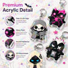 A set of premium acrylic detail keychains featuring dark and light themed designs with various finishes