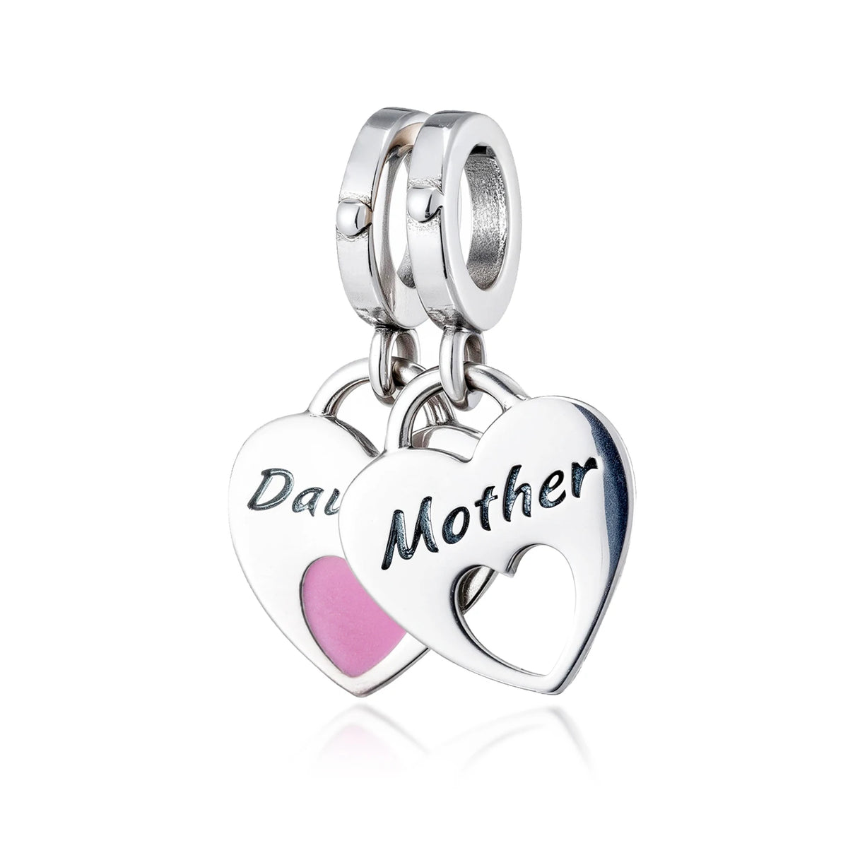 Collar de plata con dije de corazón grabado con la palabra Madre