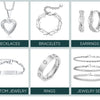 A collection of stainless steel jewelry including necklaces, bracelets, earrings, rings, and a custom jewelry set.