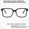 Black rectangular eyeglasses with thin frames and clear lenses