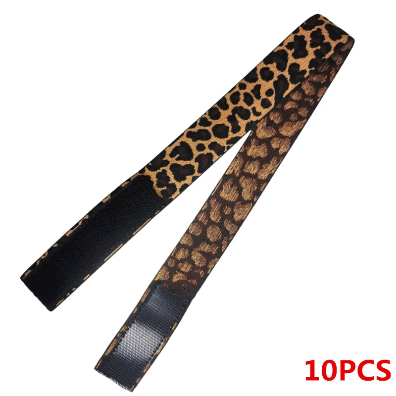 Diez bandas elásticas de leopardo negro y dorado para los bordes de peluca