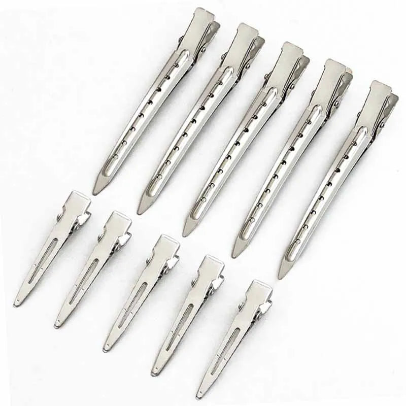 A set of professional fixed hair pins for styling in silver metal.
