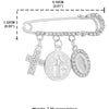 Silbernes St. Benedikt-Medal-Broche mit Kreuz und Medaillon auf einem Balken.