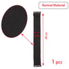 A black elastic lace wig edge band is shown next to a circular piece of normal material.