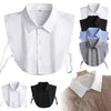 Detachable decorative collar for shirts and sweaters shown in white, black, and blue.