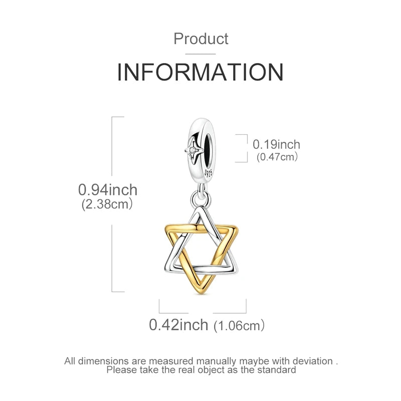 Sterling silver star moon charm earring with a geometric design