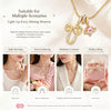 Gold letter pendant necklace shown with various lifestyle scenarios like daily matching and holiday gifting