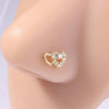 Gold-toned stainless steel heart horseshoe nose studs with small diamonds