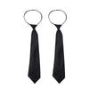 A black clip-on security tie displayed against a white background.